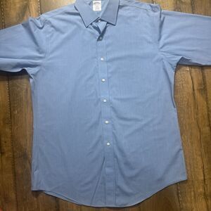 Brooks Brothers 1818 Regent Mens Shirt L Blue Button Down Convertible Cuff